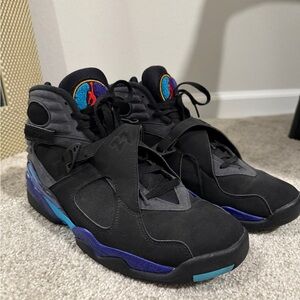 Jordan Aqua 8 Black and Blue Sneakers